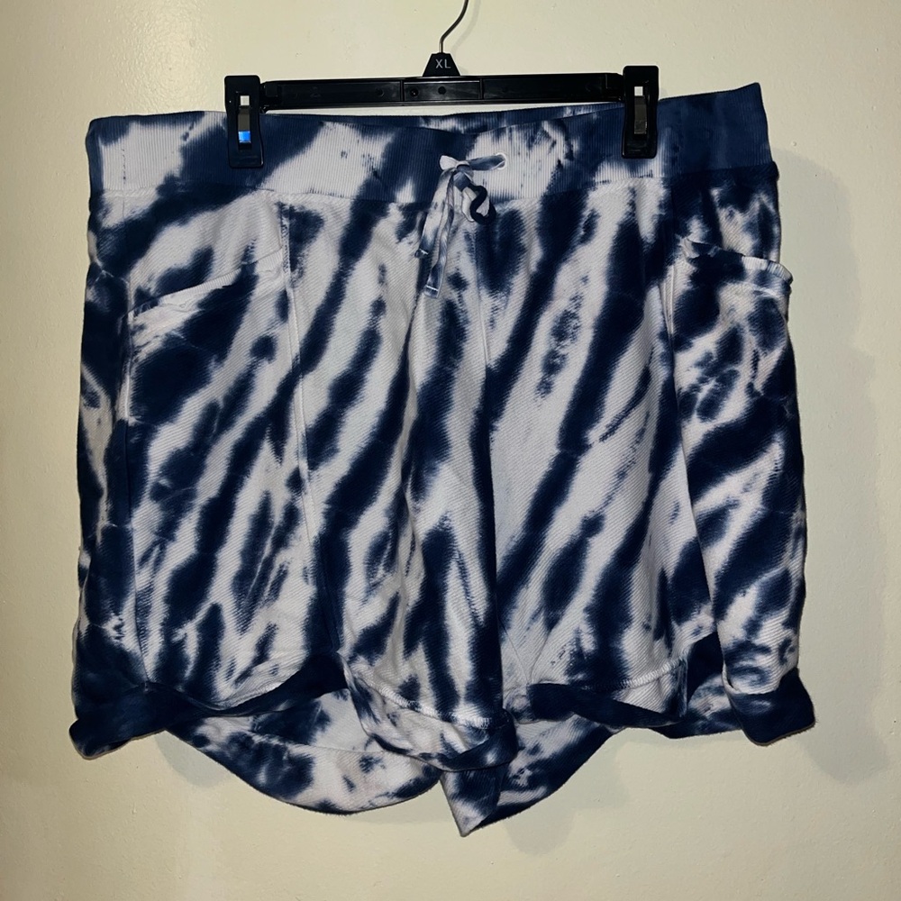 Wonderly Blue and White Tie-Dye Athletic Shorts